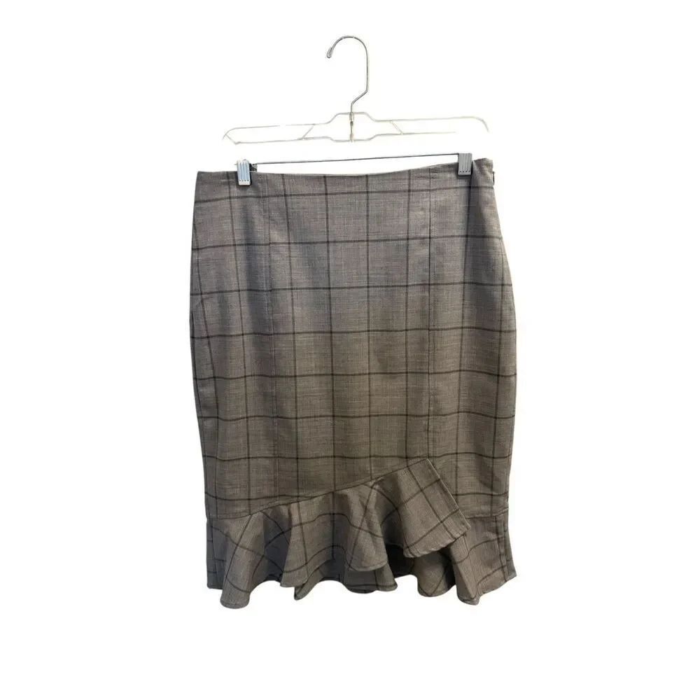 Banana Republic gray flounce pencil skirt career office wear size 8
